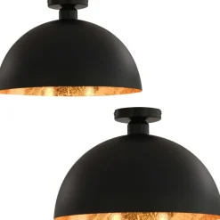vidaXL Lámparas de techo 2 uds semiesféricas negro y dorado E27
