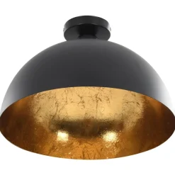 vidaXL Lámparas de techo 2 uds semiesféricas negro y dorado E27