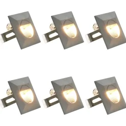 vidaXL Iluminación-Lámparas LED de pared de jardín 6 unidades cuadrada plateada 2W