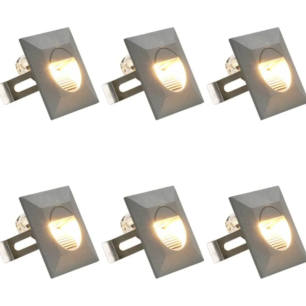 vidaXL Iluminación-Lámparas LED de pared de jardín 6 unidades cuadrada plateada 2W