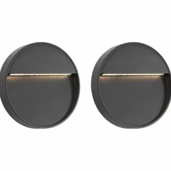 vidaXL Iluminación-Lámparas LED de pared para jardín 2 unidades redonda negra 3 W