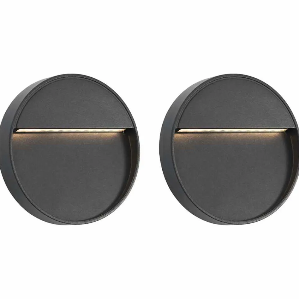 vidaXL Iluminación-Lámparas LED de pared para jardín 2 unidades redonda negra 3 W
