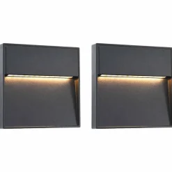 vidaXL Lámparas LED de pared para jardín 2 unidades cuadrada negra 3 W Outlet