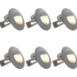 vidaXL Iluminación-Lámparas LED de pared para jardín 6 uds. redonda plateada 2 W