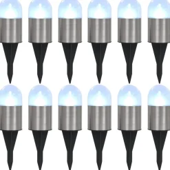 vidaXL Lámparas solares de suelo 12 unidades luces LED blanco Sale