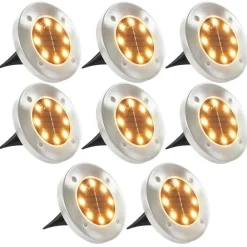 vidaXL Lámparas solares de suelo 8 unidades luces LED blanco cálido Blanco c&aacute;lido Best