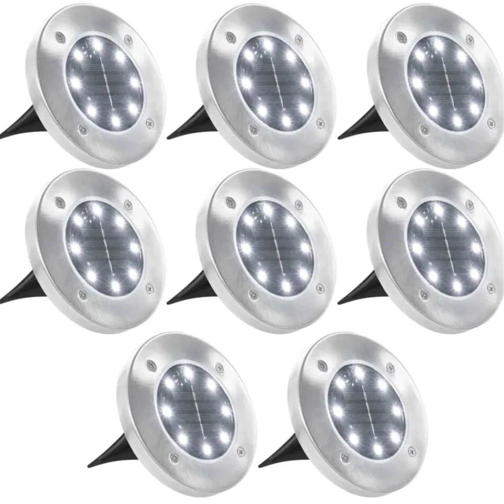 vidaXL Iluminación-Lámparas solares de suelo 8 unidades luces LED