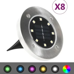 vidaXL Lámparas solares de suelo 8 unidades luces LED color RGB Sale