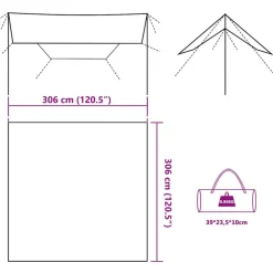 vidaXL Lona de camping impermeable 306x306 cm Verde oliva Hot