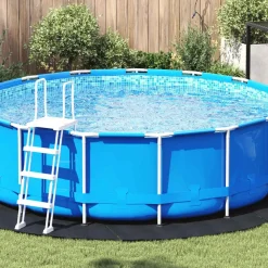 vidaXL Lona para el fondo de la piscina Ø 366 cm Tela no tejida Negro Outlet