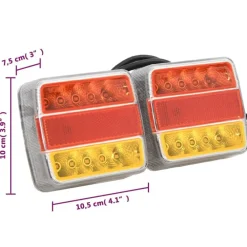 vidaXL Luces de remolque 2 uds bombilla LED roja 10,5x7,5x10 cm 12V
