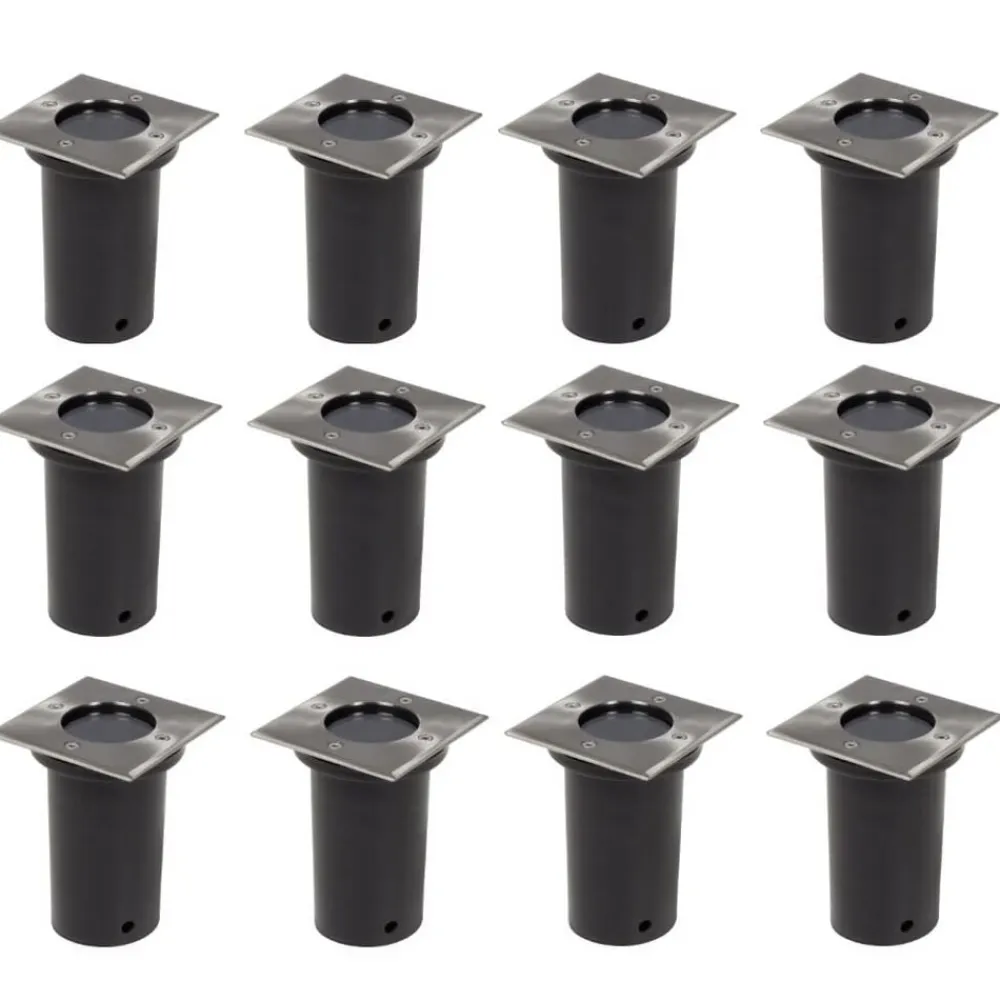 vidaXL Luces de suelo de exterior cuadradas 12 unidades Outlet
