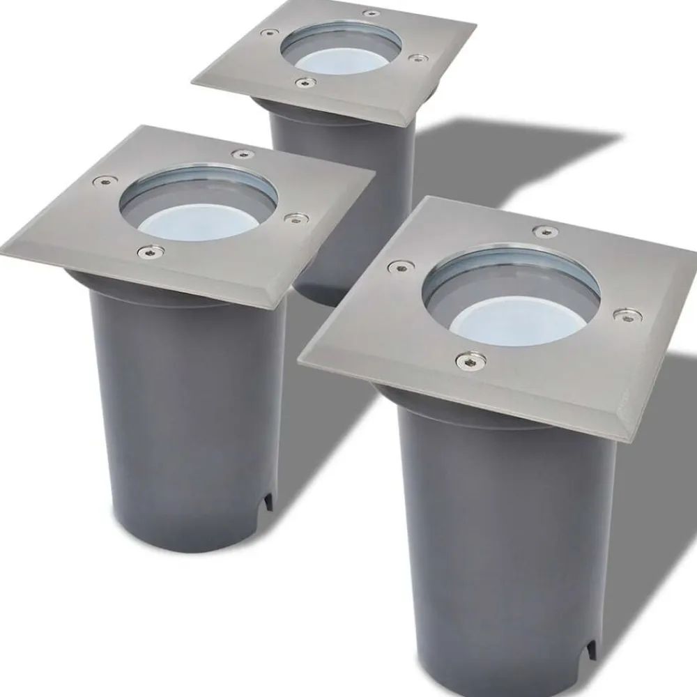 vidaXL Luces de suelo de exterior cuadradas 3 unidades Clearance