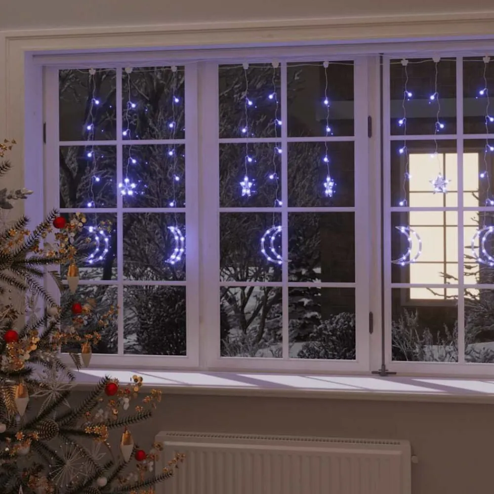 vidaXL Luces estrella y luna 138 LEDs con control remoto Azul Best