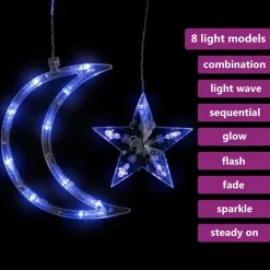 vidaXL Luces estrella y luna 138 LEDs con control remoto Azul Best