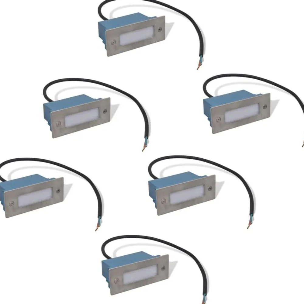 vidaXL Luces LED empotrables para escaleras 6 uds 44x111x56 mm Sale