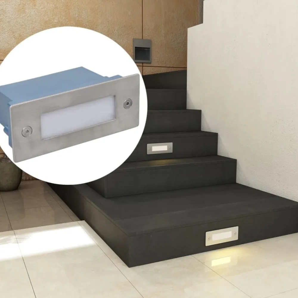 vidaXL Luces LED empotrables para escaleras 6 uds 44x111x56 mm Sale