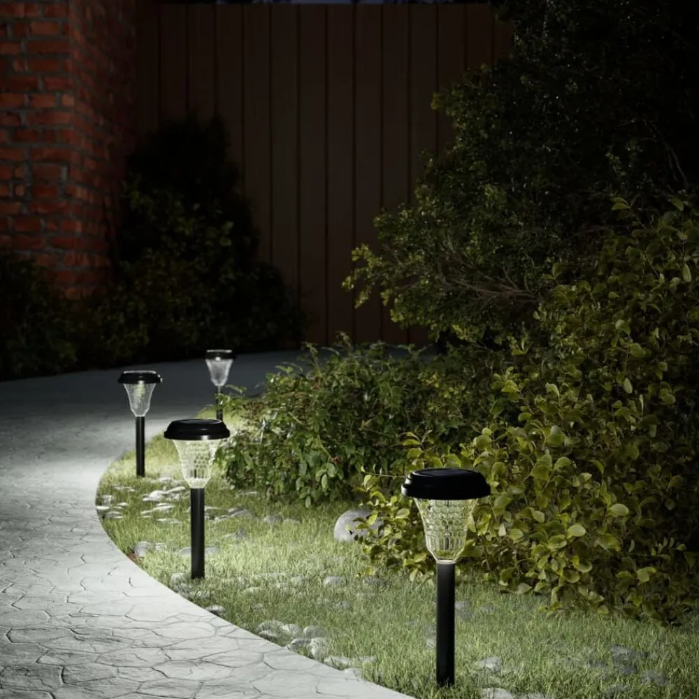 vidaXL Iluminación-Luces solares de camino con picos de tierra 12 uds luz blanca