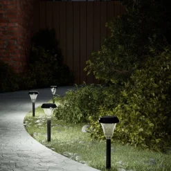 vidaXL Luces solares de camino con picos de tierra 12 uds luz blanca Blanco Outlet