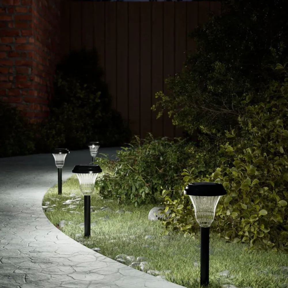 vidaXL Iluminación-Luces solares de camino con picos de tierra 12 uds luz blanca