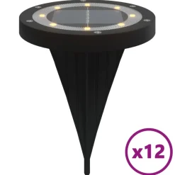 vidaXL Iluminación-Luces solares suelo jardín con pico tierra blanco cálido 12 uds