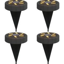vidaXL Luces solares suelo jardín con picos tierra blanco cálido 4 uds New