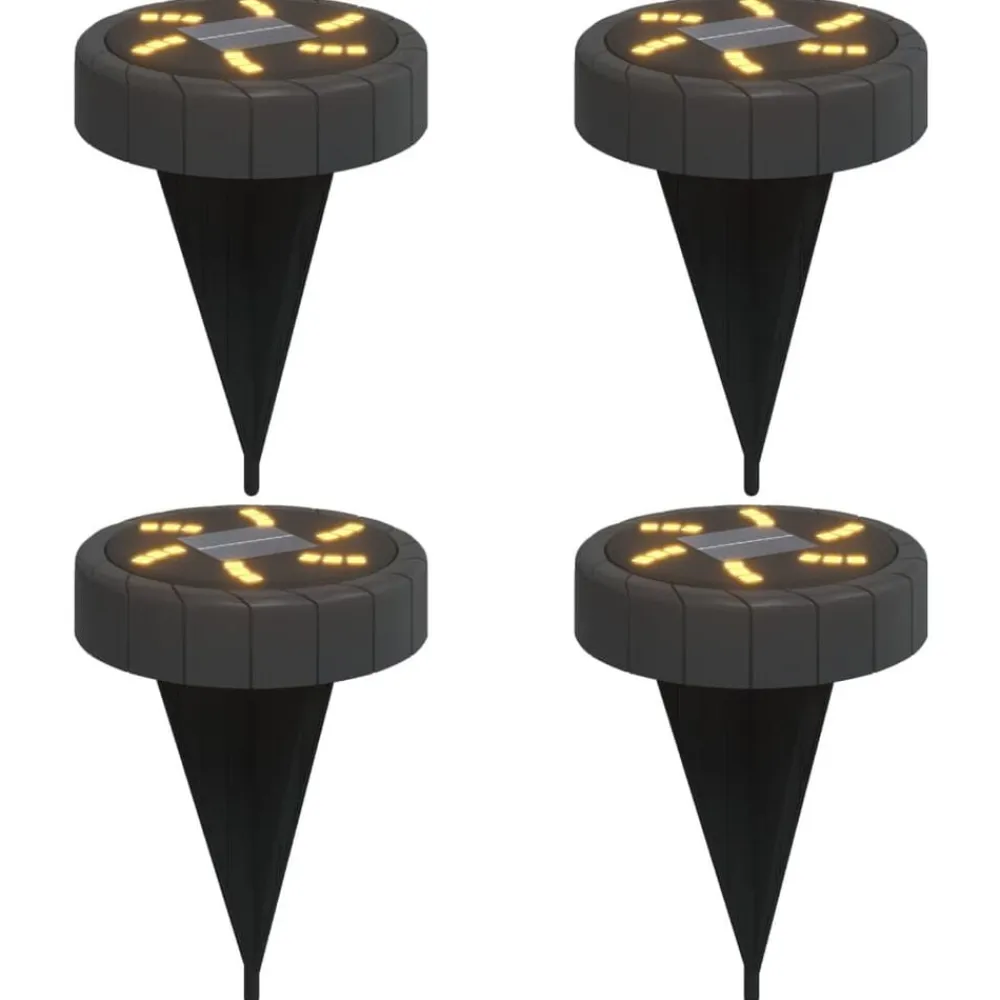 vidaXL Luces solares suelo jardín con picos tierra blanco cálido 4 uds New