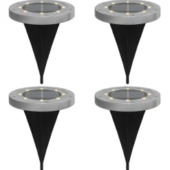 vidaXL Luces solares suelo jardín con picos tierra blanco cálido 4 uds New