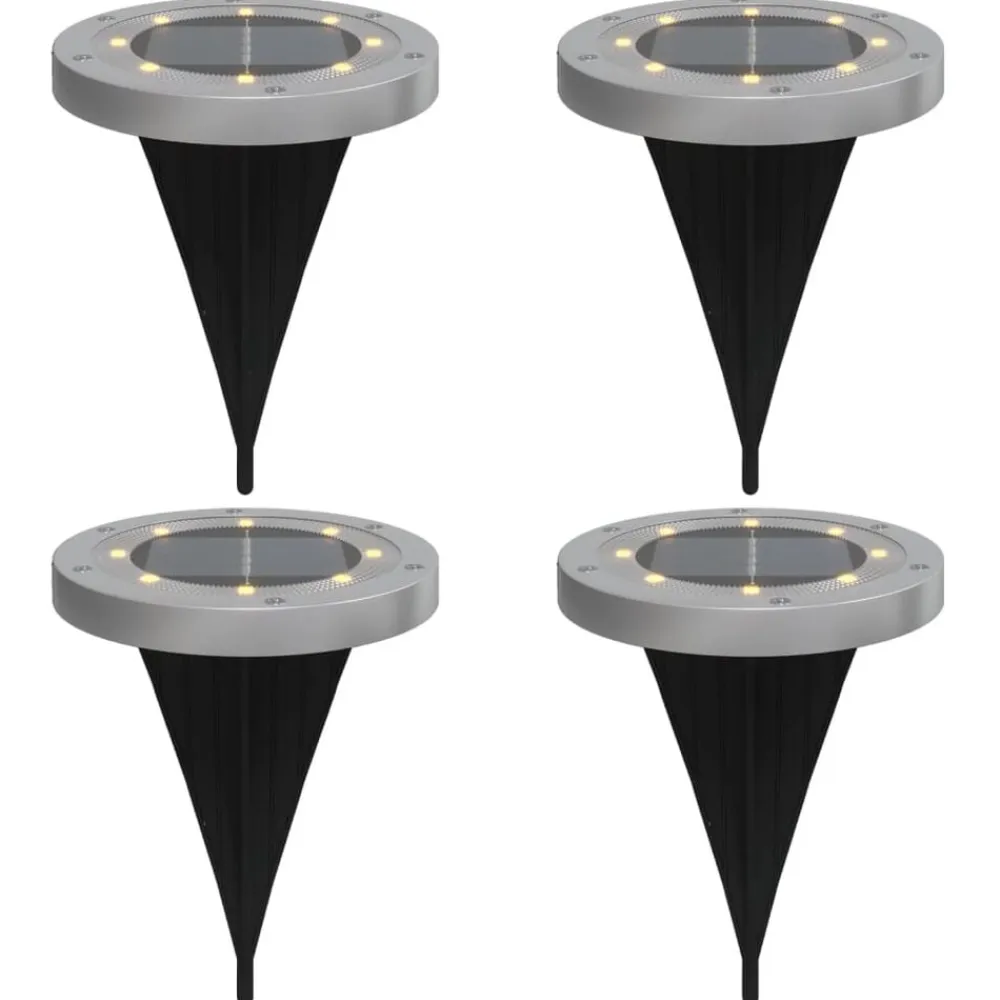 vidaXL Luces solares suelo jardín con picos tierra blanco cálido 4 uds New