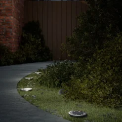 vidaXL Luces solares suelo jardín con picos tierra blanco cálido 4 uds New
