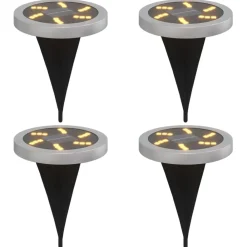 vidaXL Luces solares suelo jardín con picos tierra blanco cálido 4 uds New