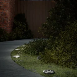 vidaXL Luces solares suelo jardín con picos tierra blanco cálido 4 uds New