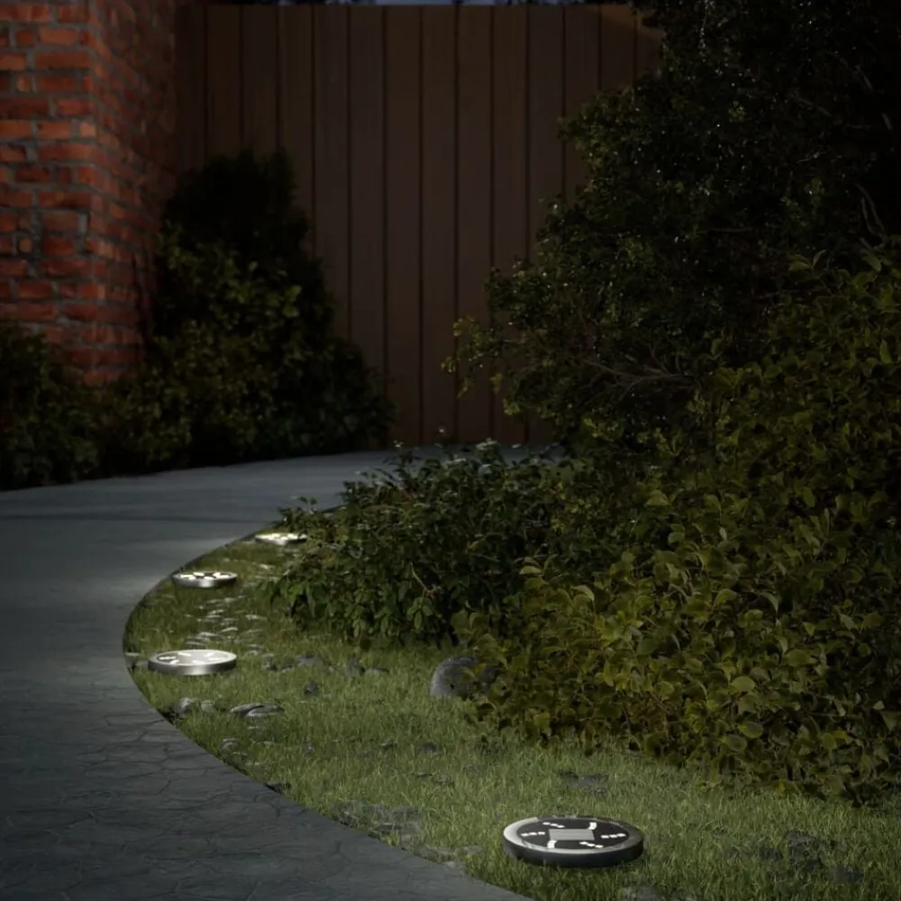 vidaXL Luces solares suelo jardín con picos tierra blanco cálido 4 uds New