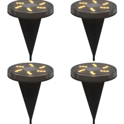 vidaXL Luces solares suelo jardín con picos tierra blanco cálido 4 uds Clearance