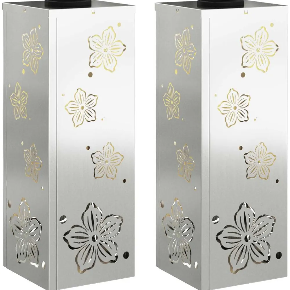 vidaXL Iluminación-Luz de camino LED solar 2 pcs Plateado