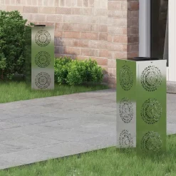 vidaXL Iluminación-Luz de camino LED solar 2 pcs Plateado