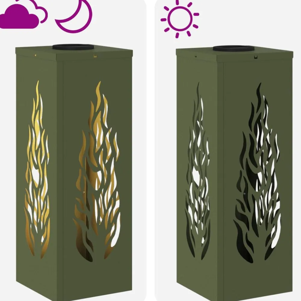 vidaXL Luz de camino LED solar con luces con batería 2 pcs Verde oliva Online