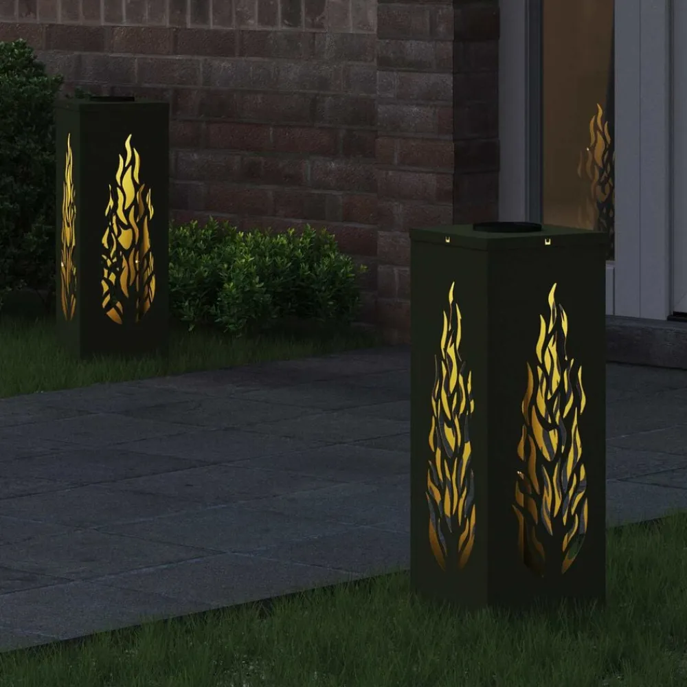 vidaXL Luz de camino LED solar con luces con batería 2 pcs Verde oliva Online