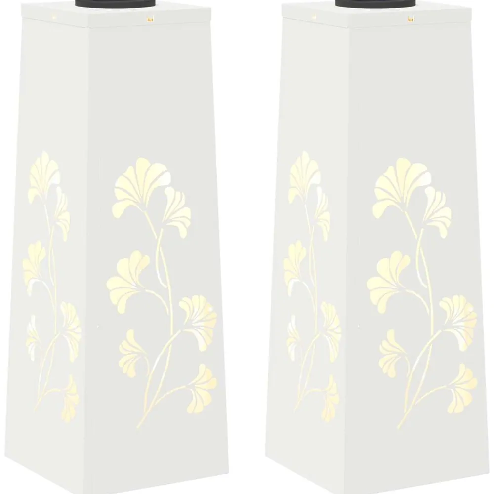 vidaXL Luz de camino LED solar 2 pcs Acero laminado en frío White Clearance
