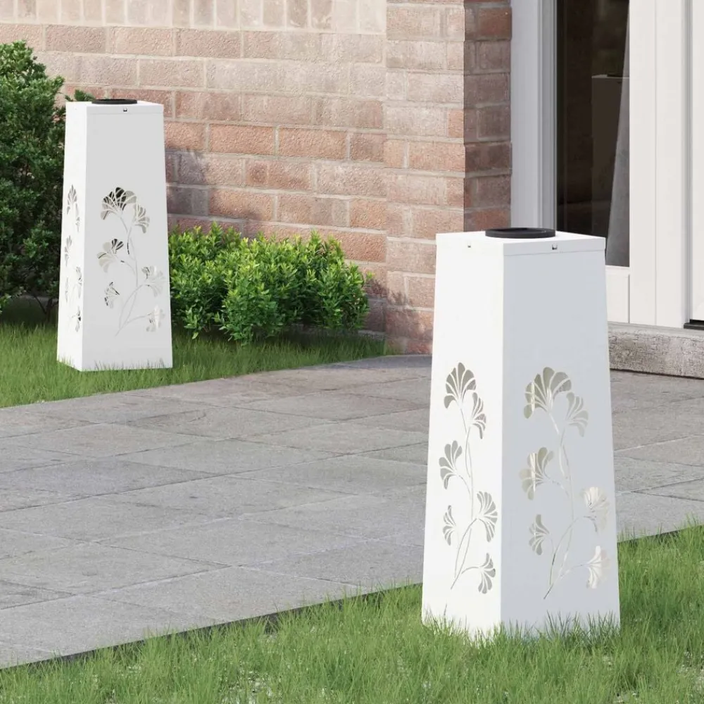 vidaXL Luz de camino LED solar 2 pcs Acero laminado en frío White Clearance