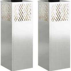 vidaXL Luz de camino LED solar 2 pcs Plateado Galvanizado Acero galvanizado New