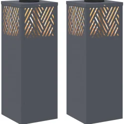 vidaXL Iluminación-Luz de camino LED solar 2 pcs Acero laminado en frío