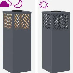 vidaXL Iluminación-Luz de camino LED solar 2 pcs Acero laminado en frío