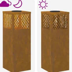 vidaXL Iluminación-Luz de camino LED solar 2 pcs Bronce Acero autopatinable