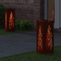 vidaXL Iluminación-Luz de camino LED solar 2 pcs Bronce Acero autopatinable