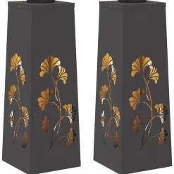 vidaXL Luz de camino LED solar 2 pcs Acero laminado en frío Negro Hot