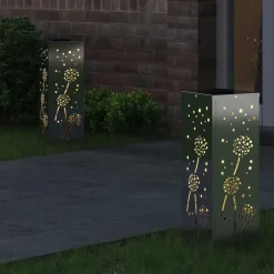 vidaXL Luz de camino LED solar 2 pcs Plateado Acero galvanizado Sale