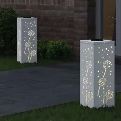 vidaXL Iluminación-Luz de camino LED solar 2 pcs Acero laminado en frío