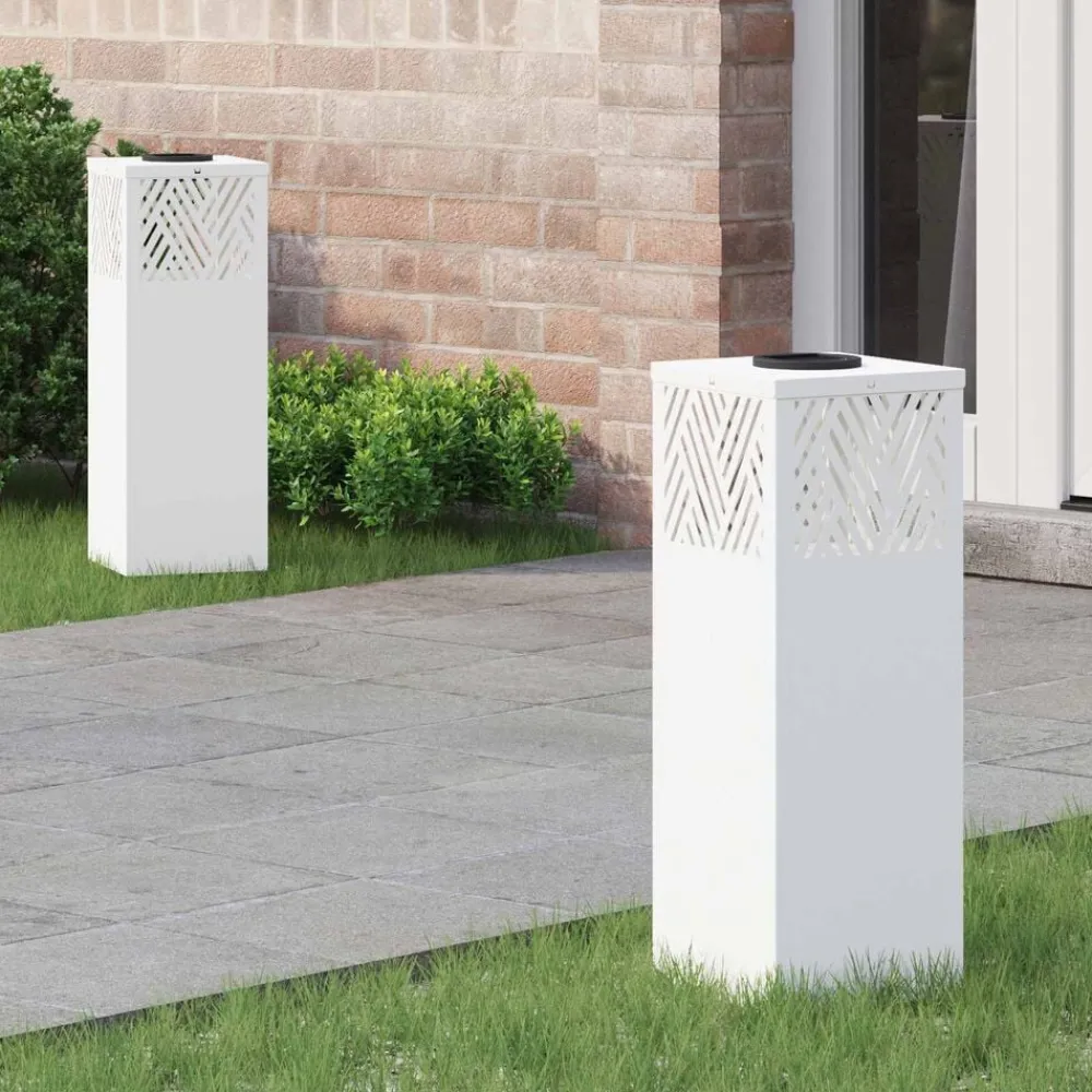 vidaXL Iluminación-Luz de camino LED solar 2 pcs Acero laminado en frío
