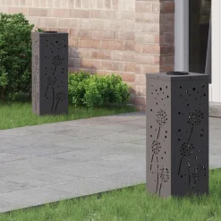 vidaXL Iluminación-Luz de camino LED solar 2 pcs Acero laminado en frío